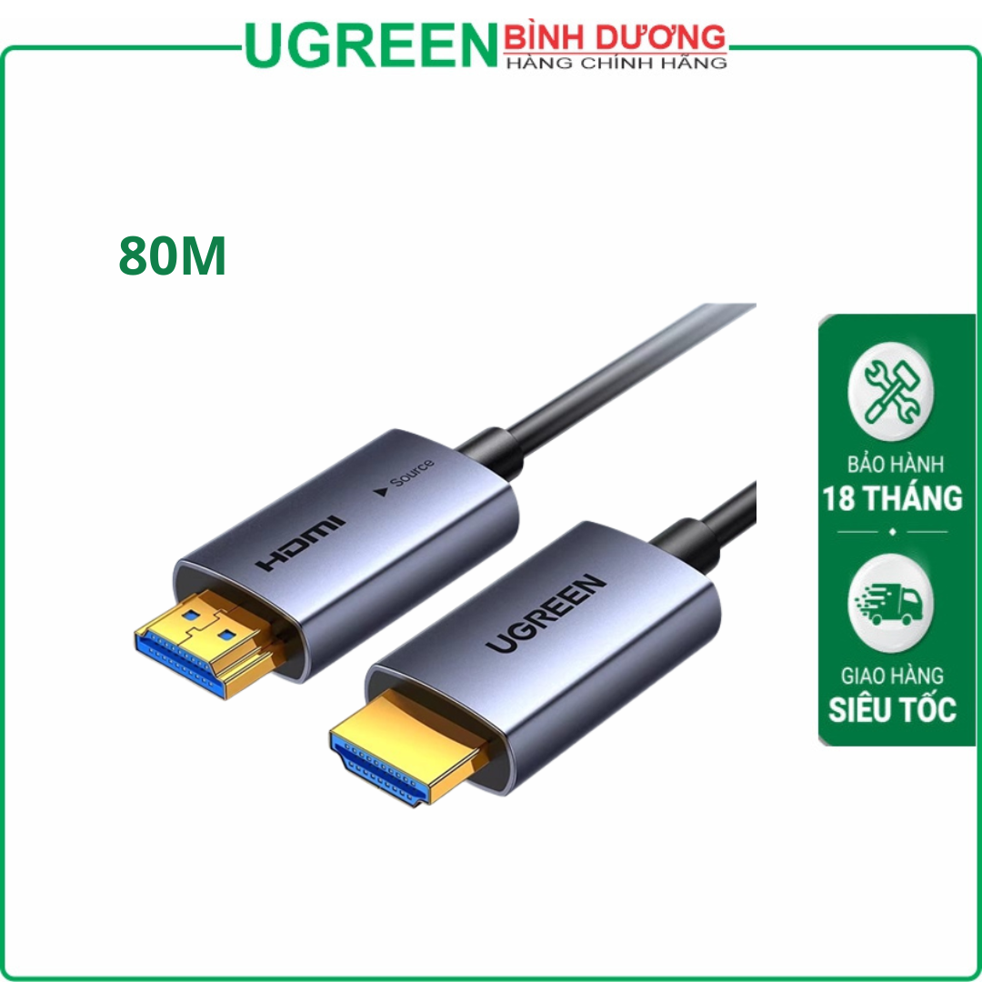 Dây cáp HDMI 2.0 4K@60Hz (Sợi quang Aoc) dài 80M Ugreen (45511)
