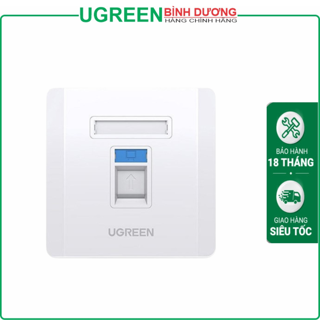 Đế dây mạng RJ45 âm tường bằng nhựa, màu trắng Ugreen ( 80180)