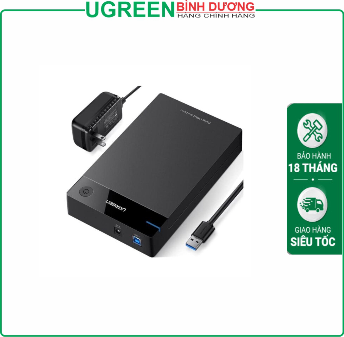 HDD Box ổ cứng Sata 3.5'' USB 3.0 Hỗ trợ HDD 16Tb Ugreen (50422)