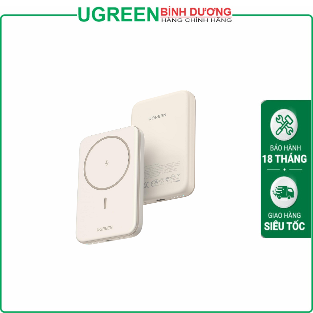 Pin sạc dự phòng không dây 25207 - 5000mAh - Màu trắng - USB-C PD15W (Vào/ra) - Sạc nhanh không dây từ tính 7.5W