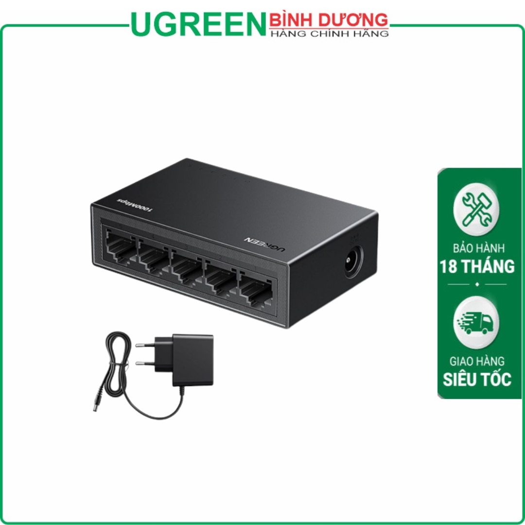Switch chia mạng 5 cổng LAN Gigabit RJ45 10/100/1000Mbps Ugreen 35492EU cao cấp (EU Plug)
