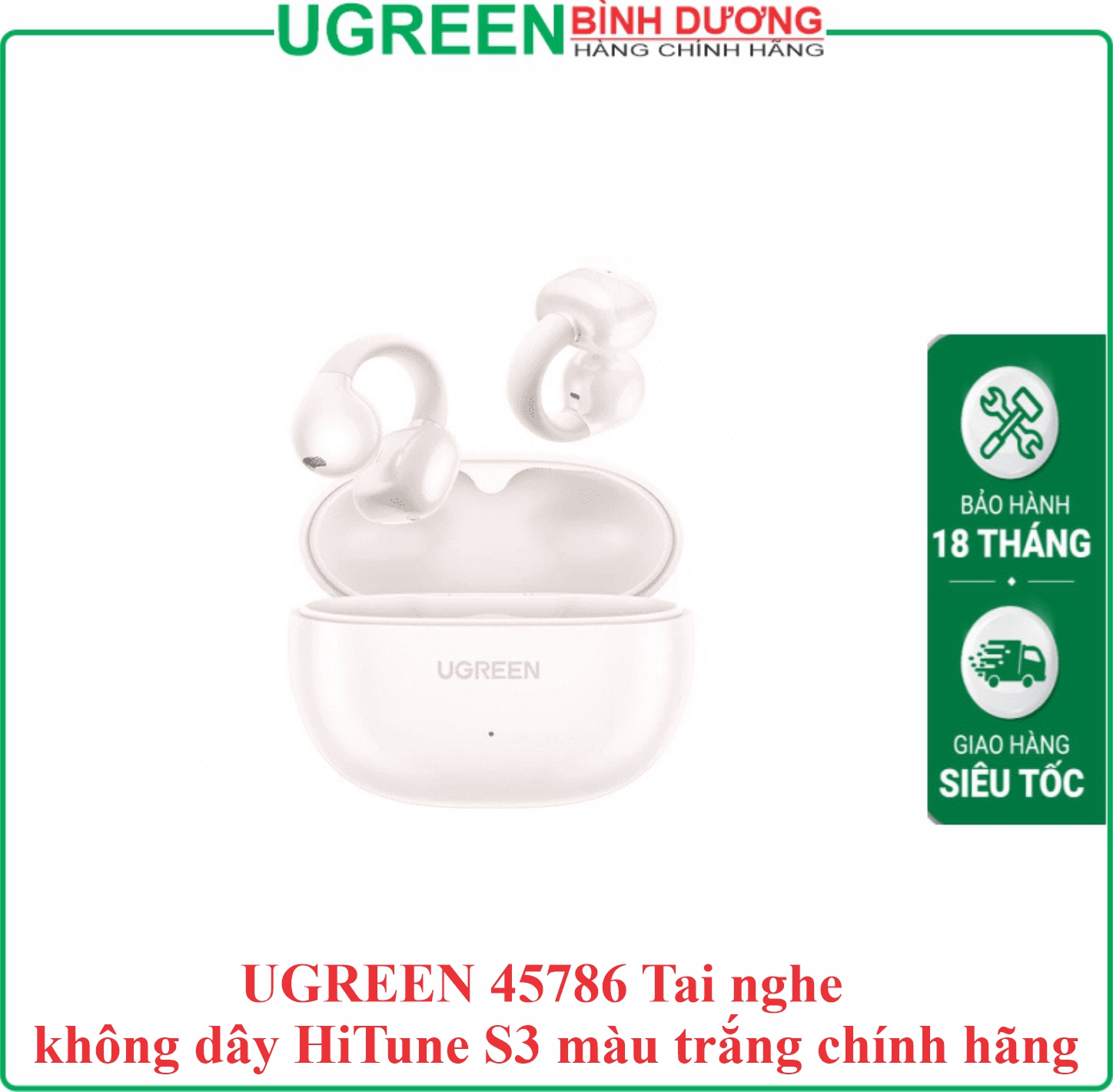 Tai nghe Bluetooth 5.4 Ugreen HiTune S3 công suất Bluetooth 10mW, dung lượng pin 600mAh màu trắng Ugreen (45786)