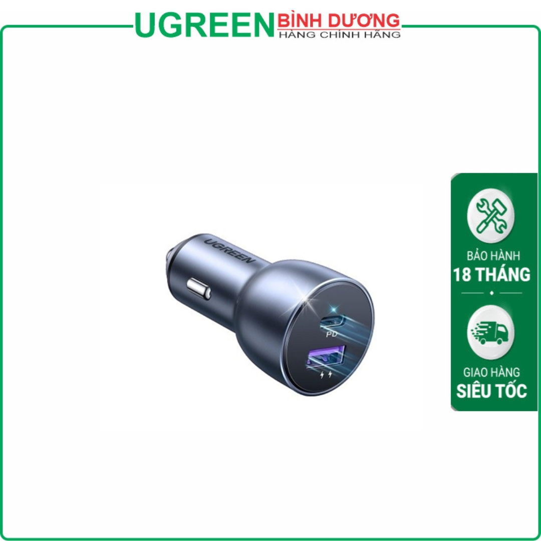 Tẩu sạc nhanh trên ô tô 2 cổng USB Type-C PD 3.0 công suất 40W Ugreen 70594 cao cấp