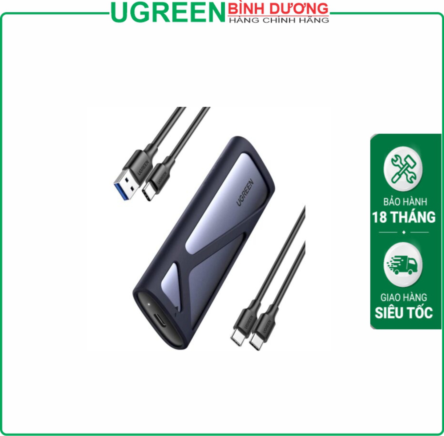 Box Gắn ổ cứng SSD M.2 hỗ trợ NVMe + Sata Max 2Tb Cáp USB Type-C Ugreen (90264)