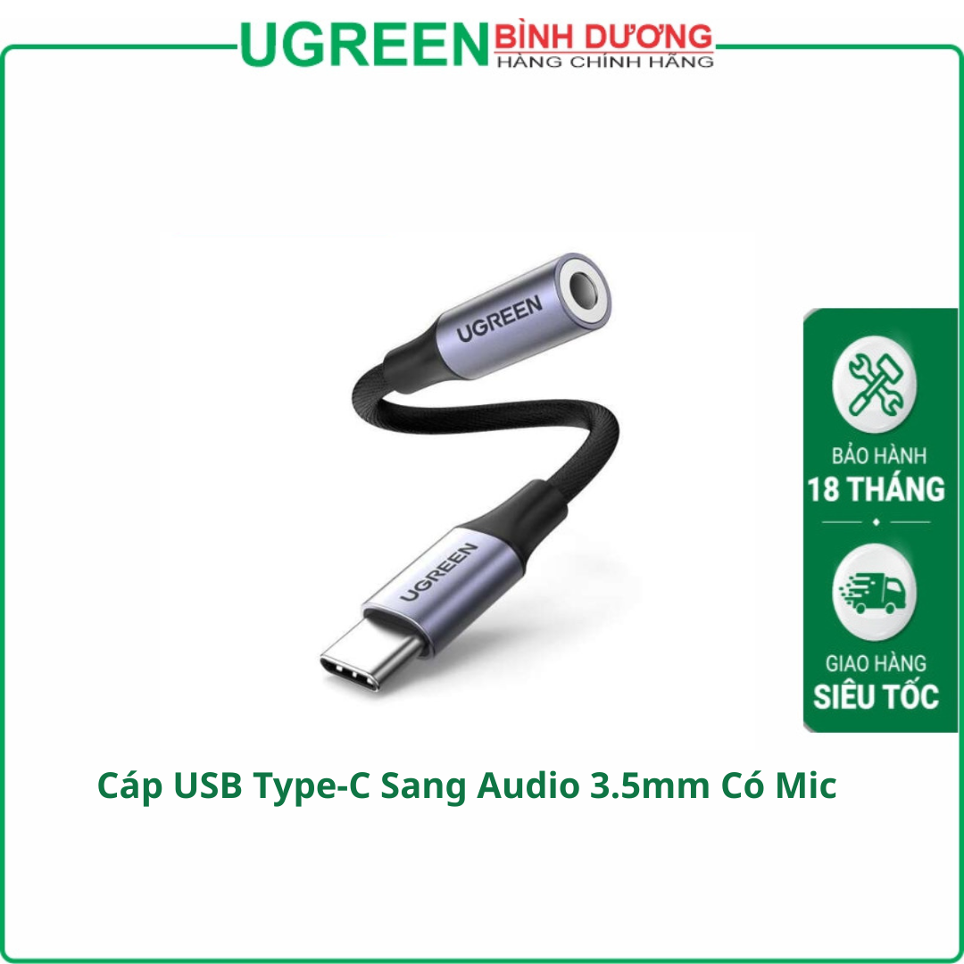 UGREEN 50631 Cáp USB Type-C Sang Audio 3.5mm Có Mic