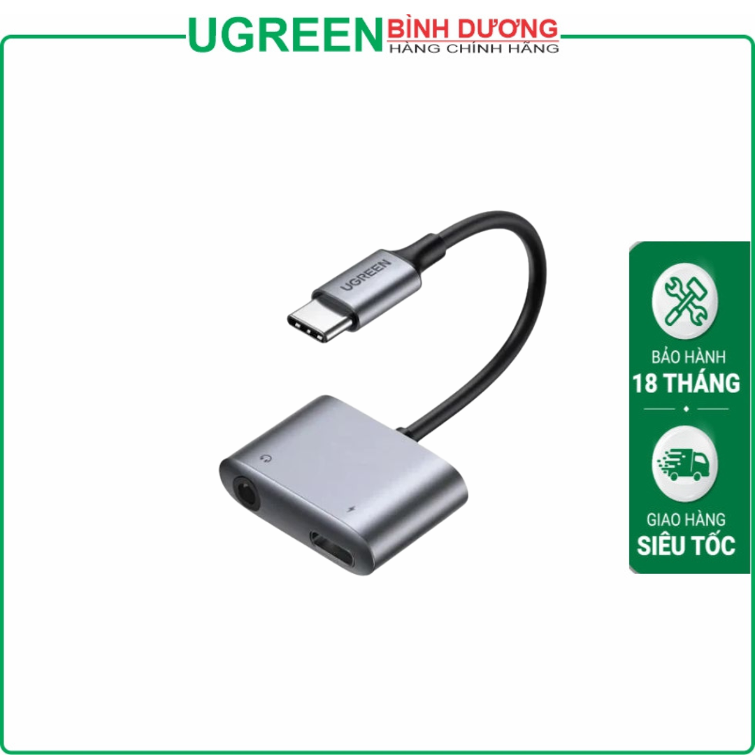 UGREEN 60165 2 trong 1 bộ chuyển USB type C ra 3.5mm và cổng sạc type C chính hãng