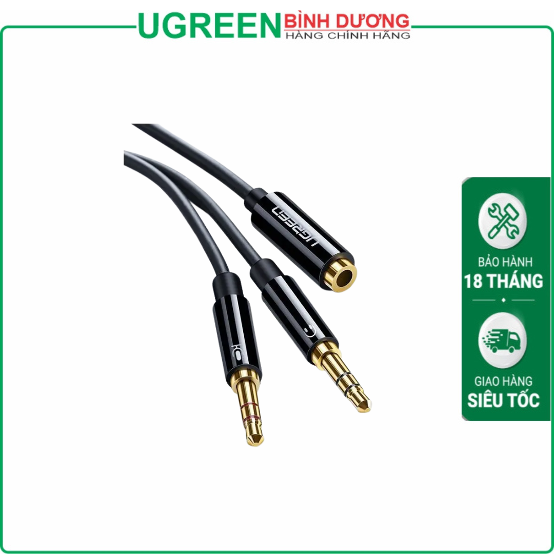 Cáp gộp Audio 2 đầu 3.5 (Mic + Audio) ra 1 đầu 3.5 Ugreen 20898