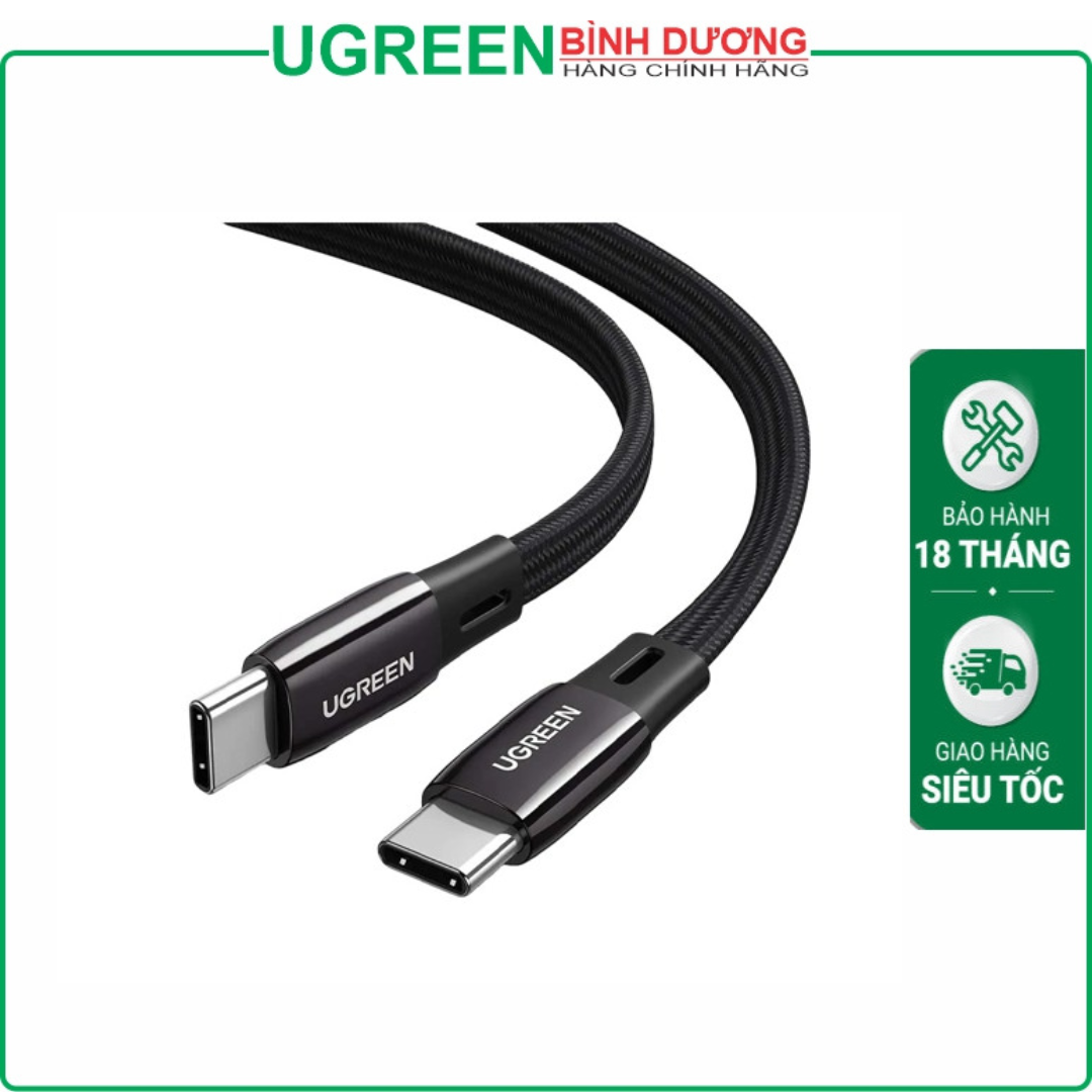 Ugreen 65245 2m 60w màu đen charging cable USB-C to type c Cáp truyền dữ liệu giữa máy tính và điện thoại L501 10065245