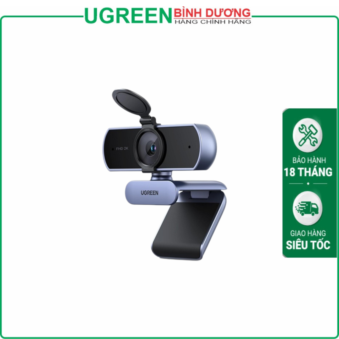 Webcam Ugreen 25442 Cao Cấp Tự động lấy nét 2K@30Hz, Full HD 1080p/60fps