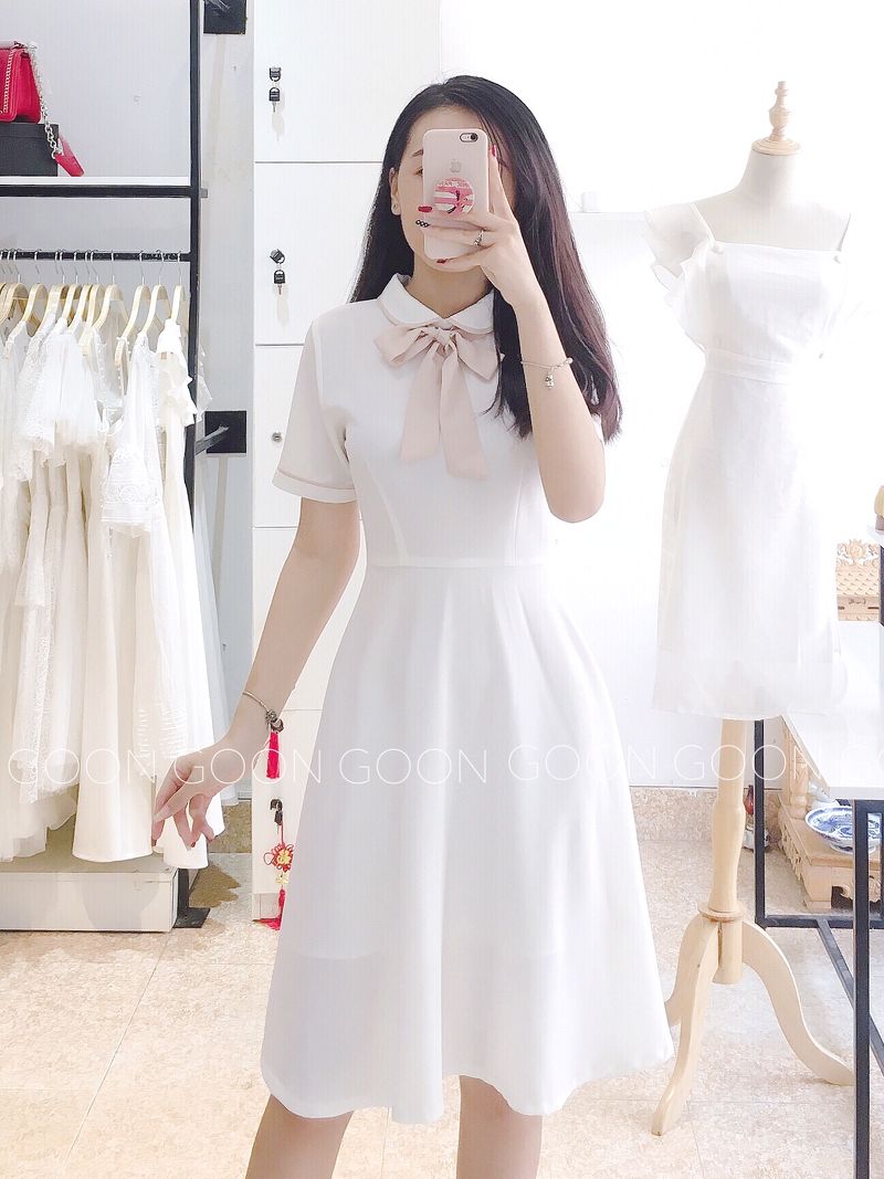 Dress Vintage Nơ Hồng S