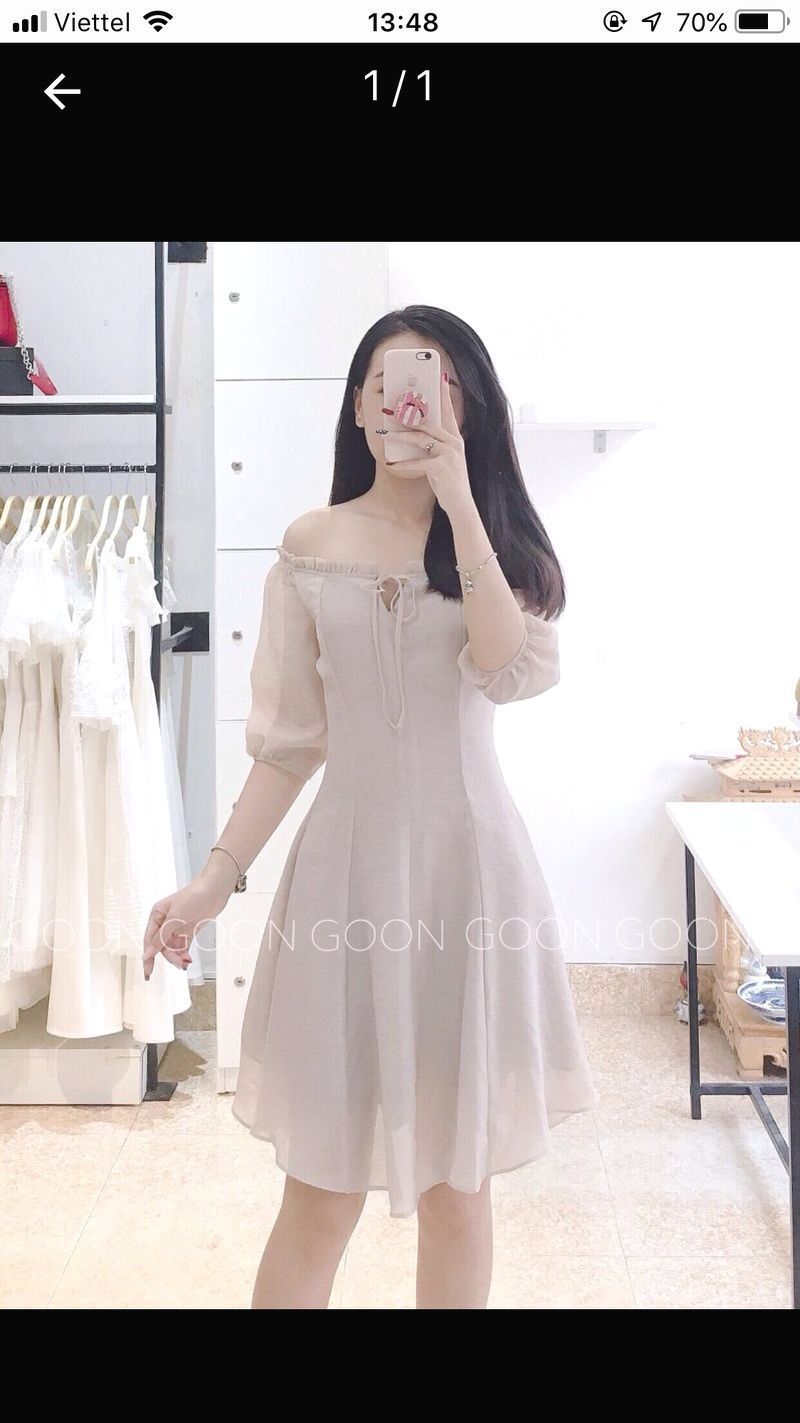 Dress Tơ Trễ Vai