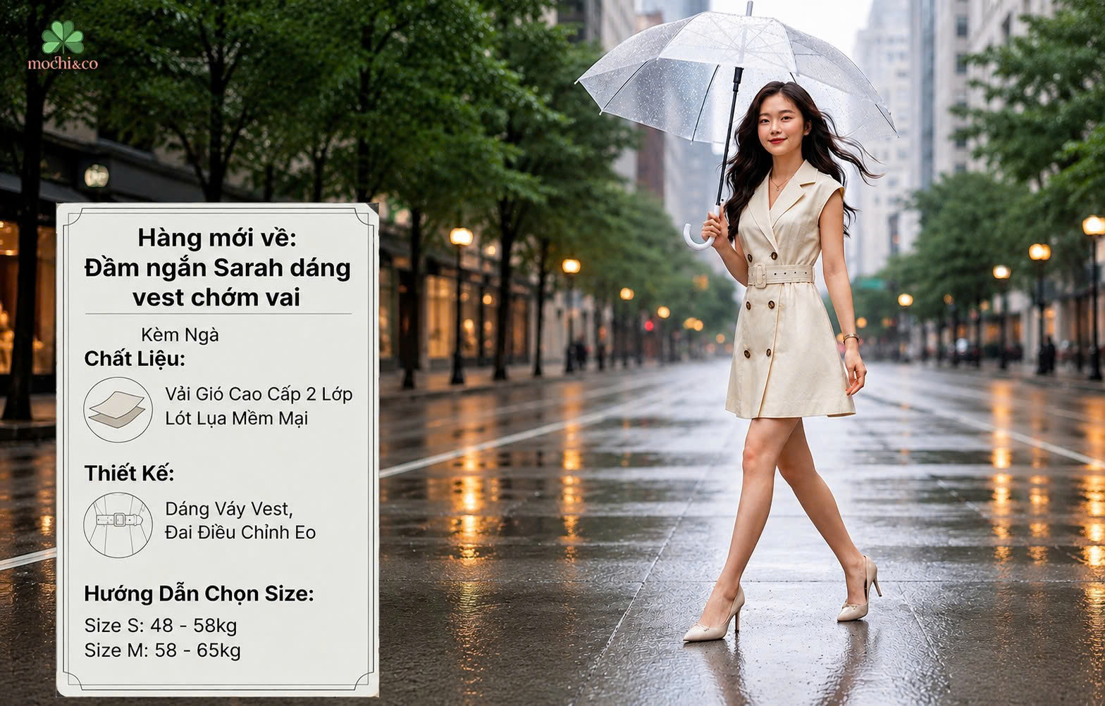 HÀNG MỚI VỀ: Đầm Ngắn Sarah Dáng Vest Chớm Vai – Sang Trọng Mà Vẫn Cá Tính