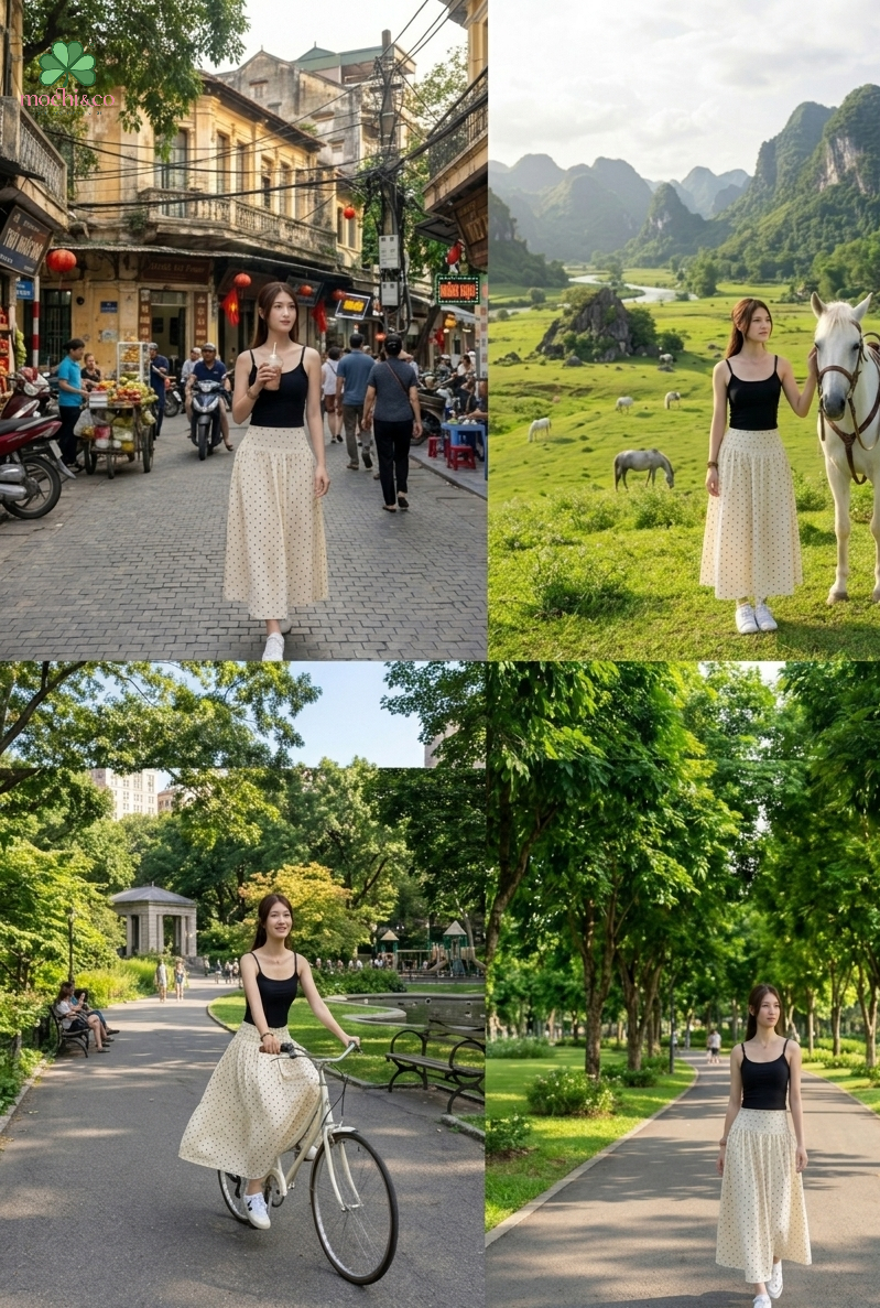 Chân Váy Chấm Bi Clara