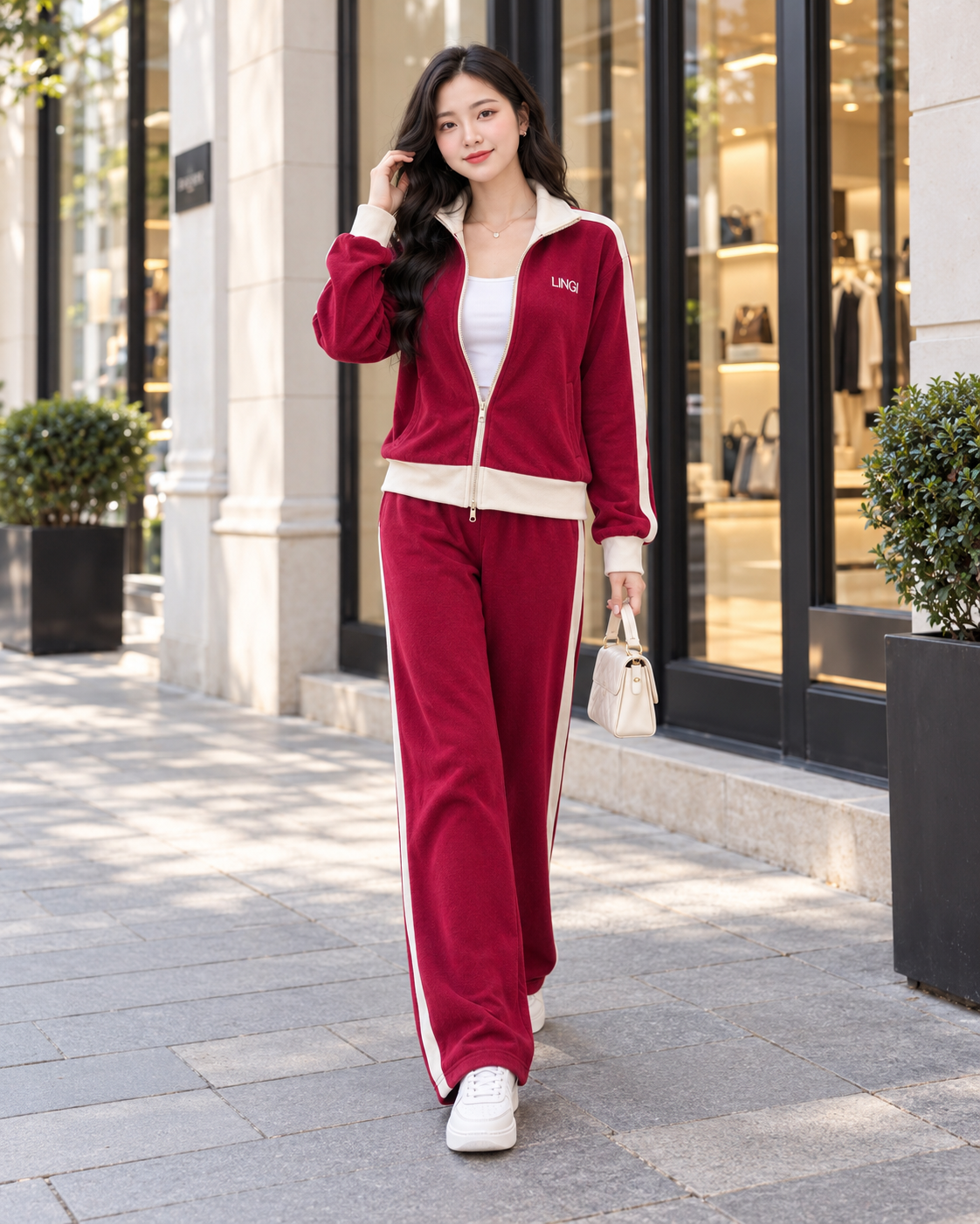 Đồ Bộ Thể Thao Màu Đỏ ( Active Zip ) Size L