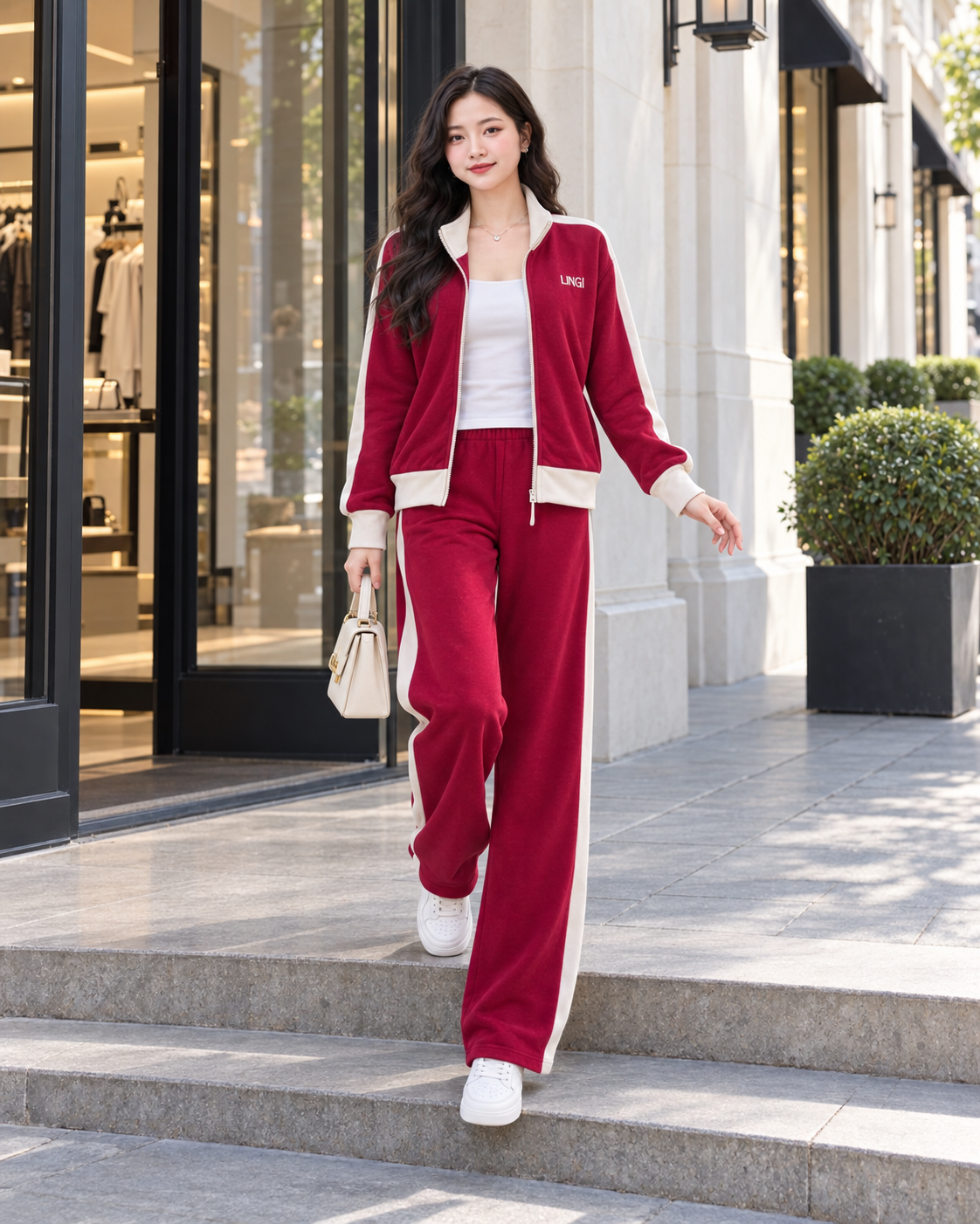 Đồ Bộ Thể Thao Màu Đỏ ( Active Zip ) Size M