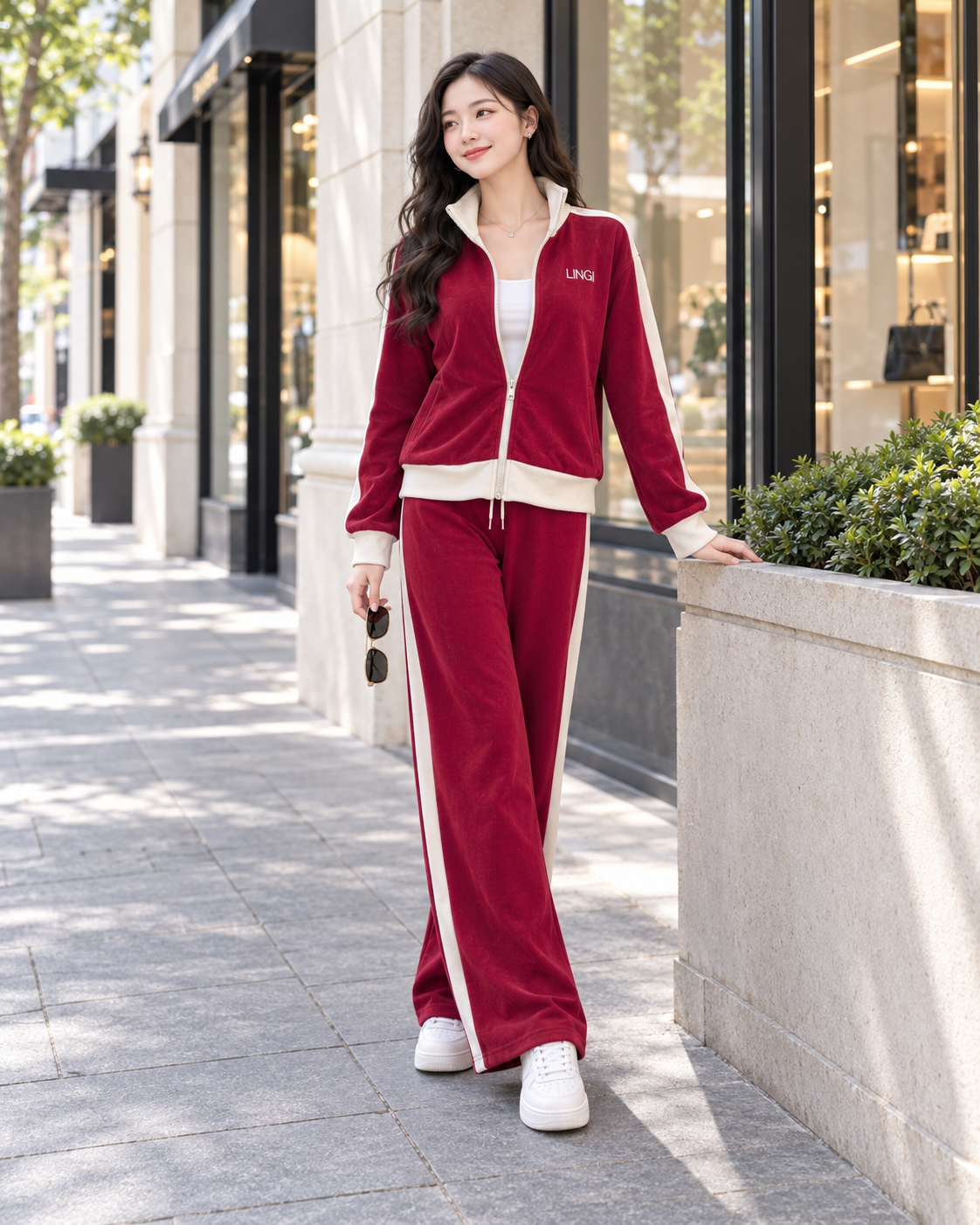 Đồ Bộ Thể Thao Màu Đỏ ( Active Zip ) Size S