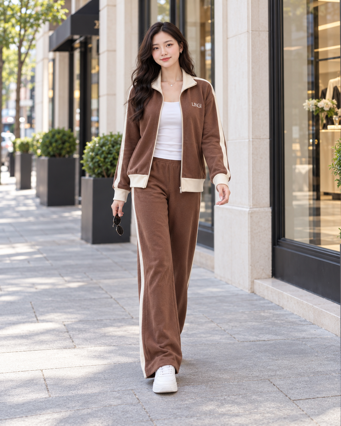 Đồ Bộ Thể Thao Màu Nâu ( Active Zip ) Size L