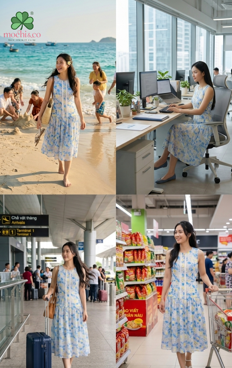 Váy Hoa Xanh Hạ Hiên