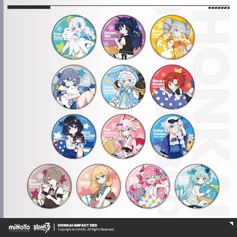 PreOrder note nhân vật khi đặt] Huy hiệu Tinplate Series Kiana Fu Hua miHoYo honkai impact 3rd