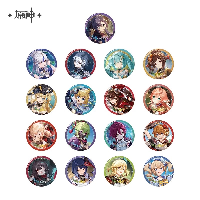Order note tên nhân vật 🗒 [Chính hãng Genshin Impact] huy hiệu happy birthday 75mm ngày định mệnh series 2025 Tartaglia Arlecchino Hutao Kaveh Navia