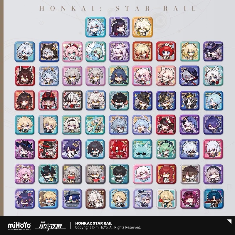 Order note tên nhân vật 🗒 chính hãng Honkai star rail huy hiệu vuông 5cm chibi