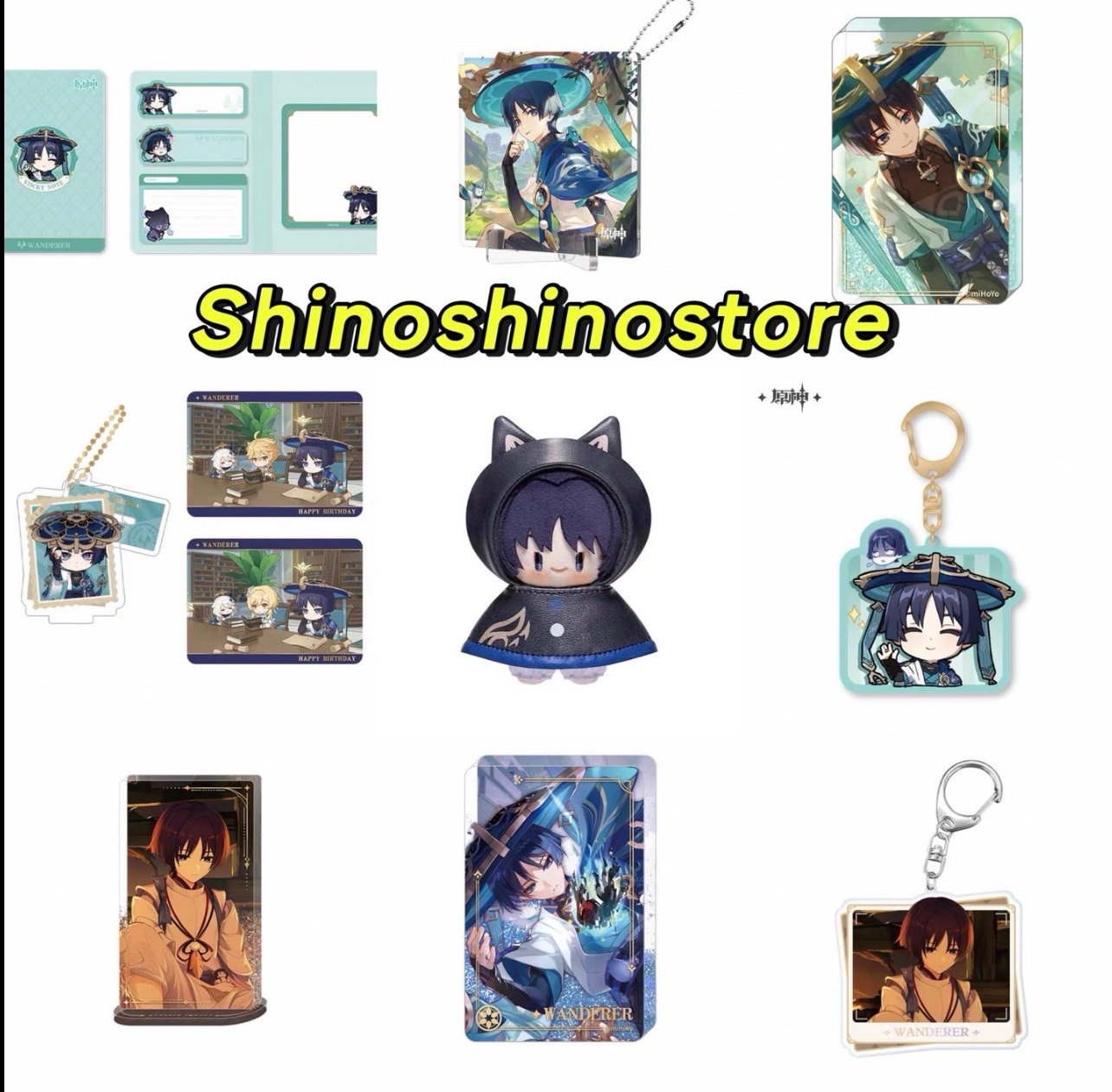 nhắn facebook] tổng hợp WANDERER chính hãng genshin impact huy hiệu standee card búp bê