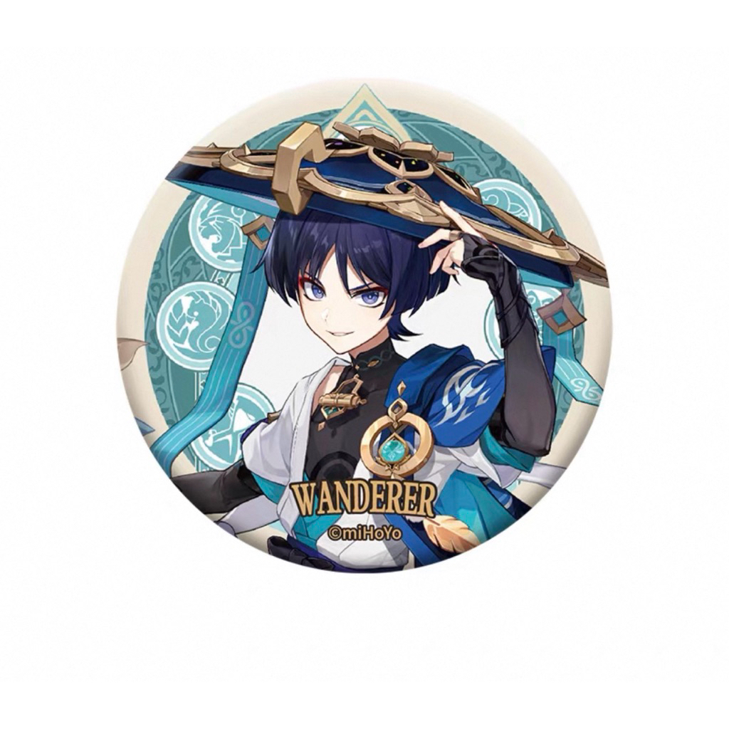 [sẵn+order] tổng hợp vật phẩm sưu tầm WANDERER chính hãng genshin impact official huy hiệu/ standee/ card/ búp bê HUY HIỆU V1 75MM
