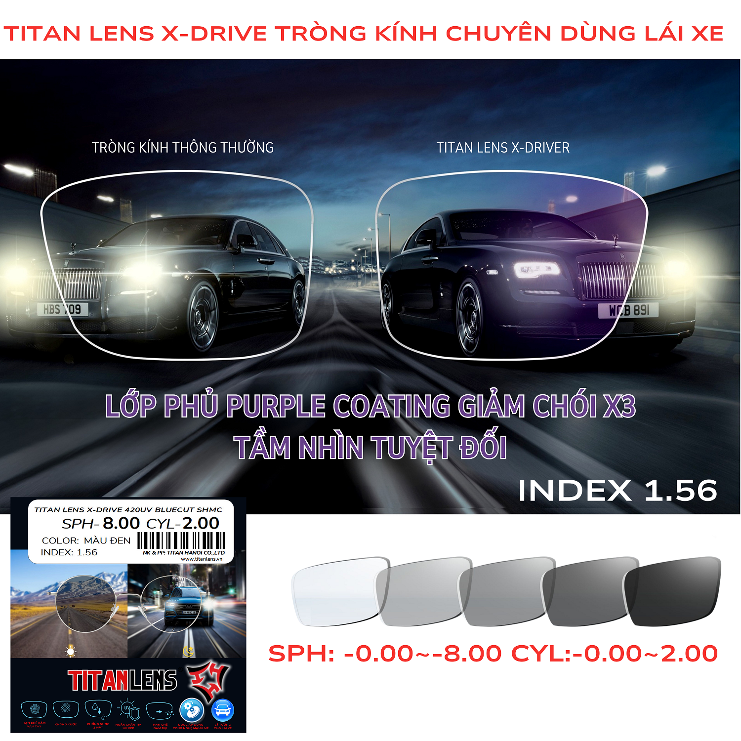 TITAN LENS X-Driver 1.56 BLUECUT SHMC PHOTO GRAY