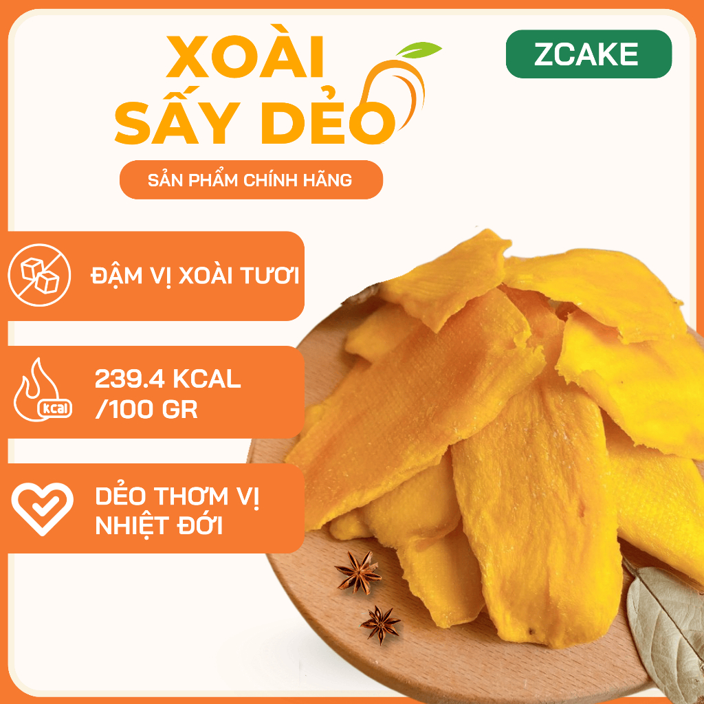Xoài Sấy Dẻo Ít Đường - 100g (Túi)