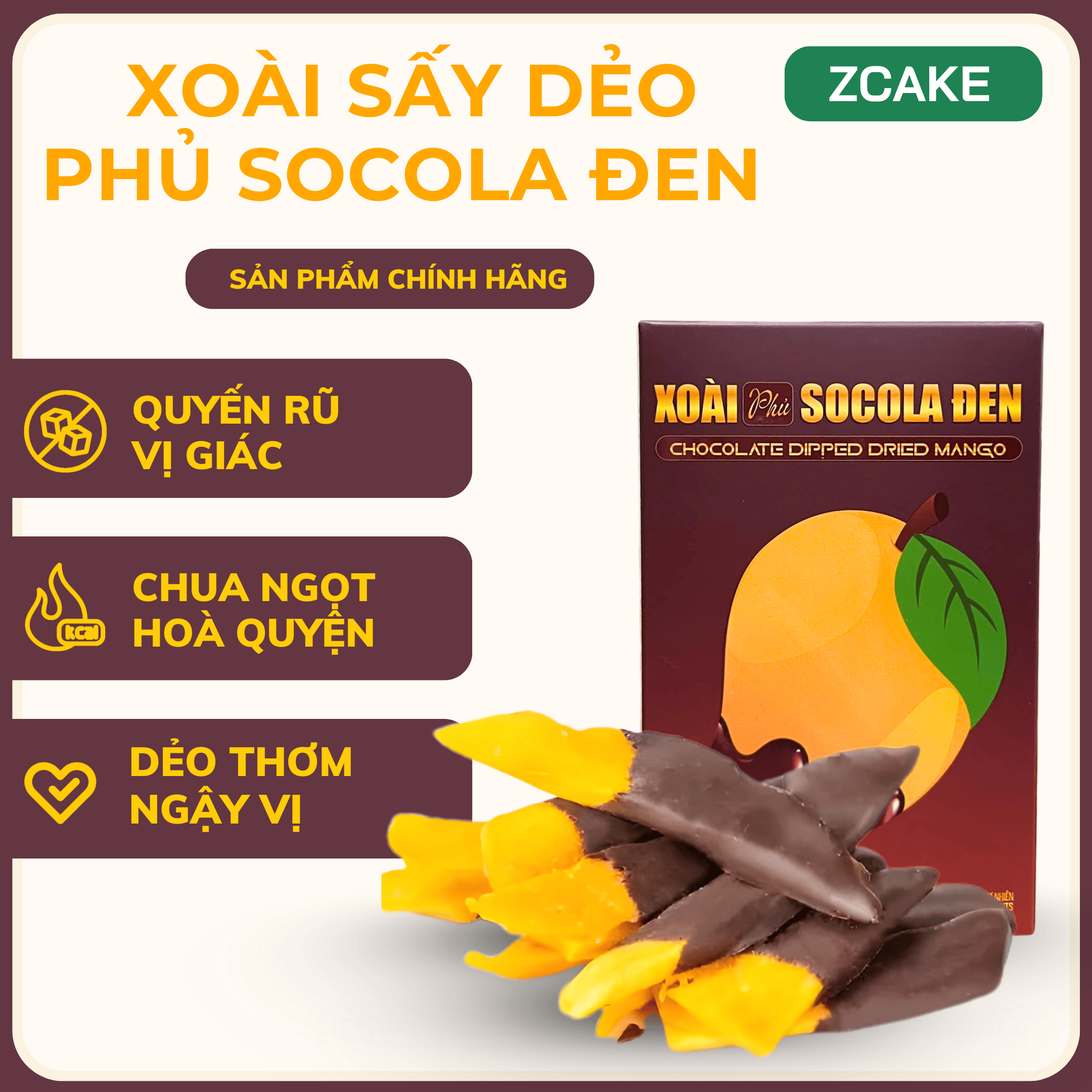 Xoài Sấy Dẻo Phủ Socola Đen - 100g