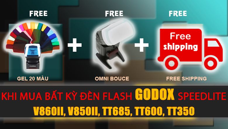 Khuyến mãi tặng Gel 20 màu + omni bouce khi mua đèn GODOX
