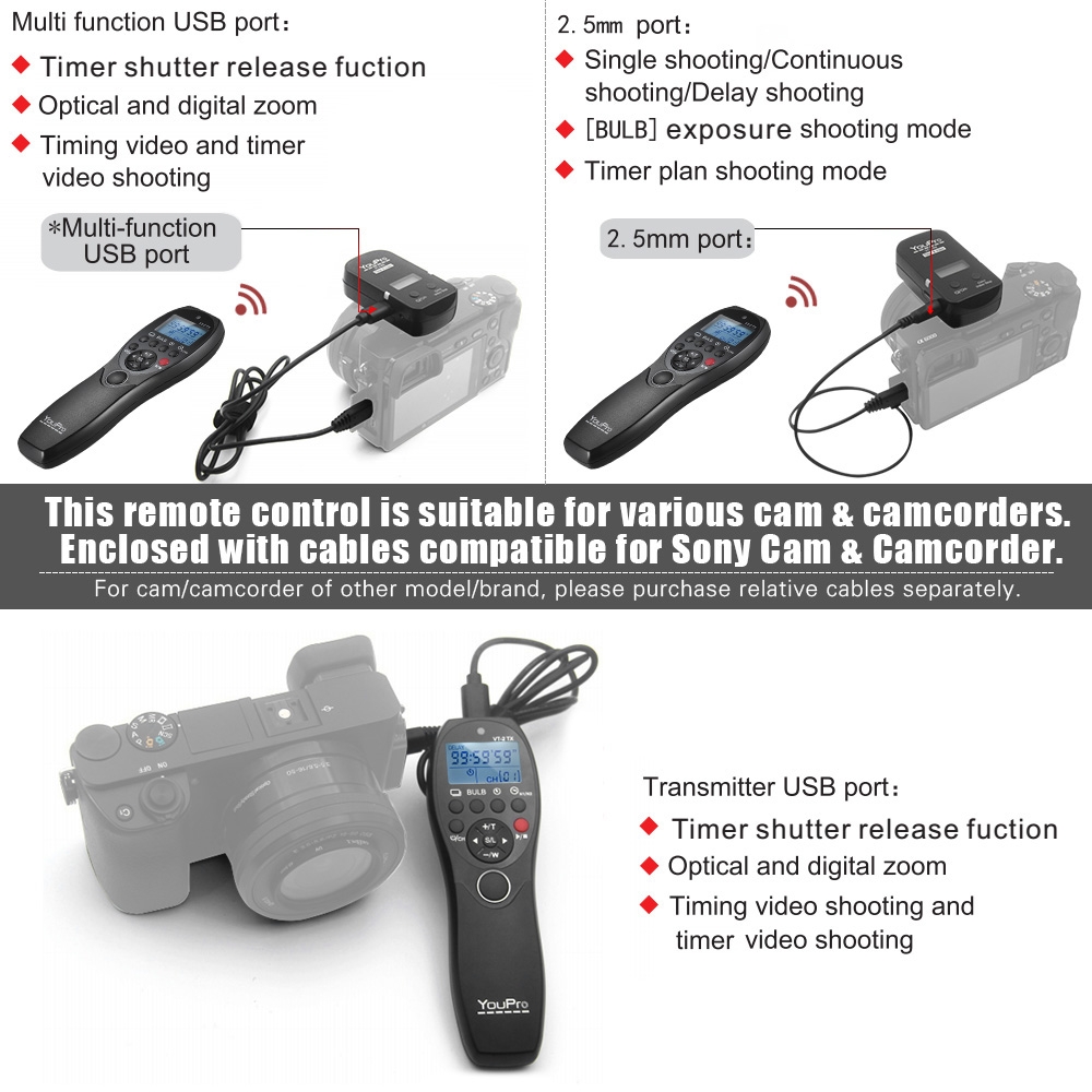 Wireless Remote for Video recorder Sony - Youpro VT-2