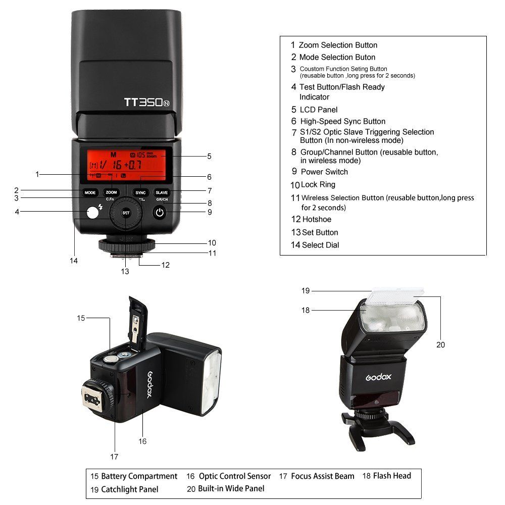 Đèn flash Godox TT350C for Canon - Tặng Omni bouce