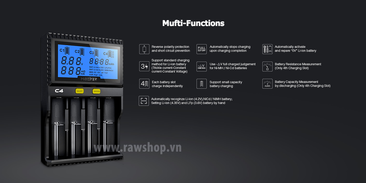 Sạc pin thông minh MIBOXER C4