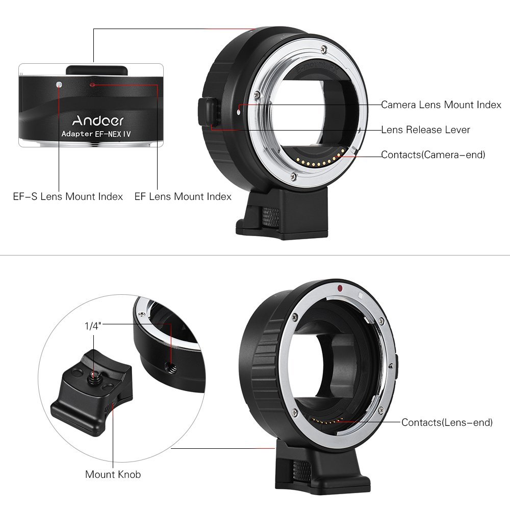 Andoer EF-NEX IV - hỗ trợ  lấy nét theo pha - Phase detection