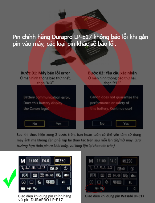 Pin LP-E17 Durapro - Báo dung lượng pin