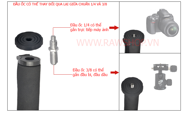 Combo Monopod Victory 3203 và chân gà chịu lực