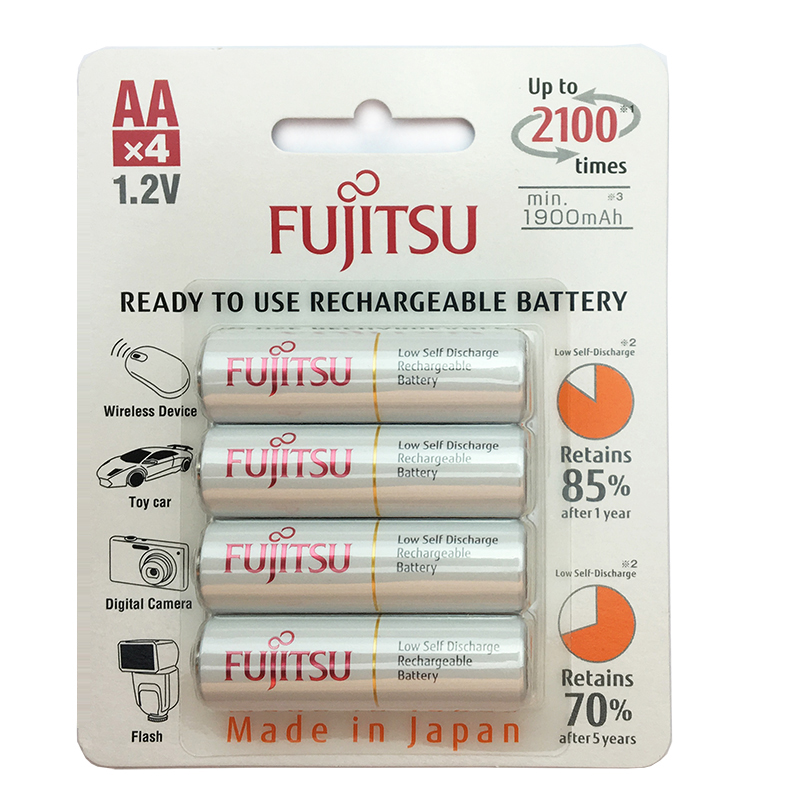 Pin AA FUJITSU - 2100 lần sạc Type 2000maH - Made in Japan - Vỉ 4