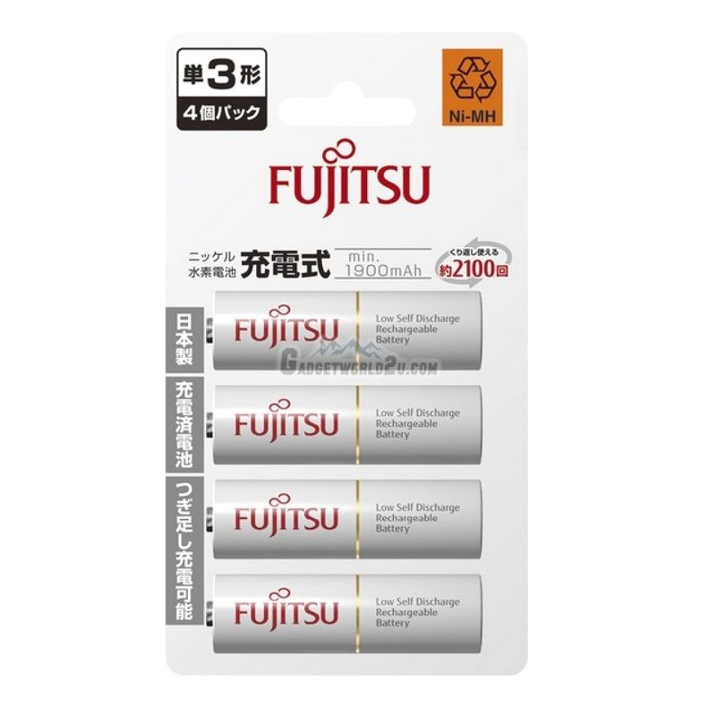 Vỉ 4 Pin FUJITSU AA Nội địa Nhật - Min 1900maH - 2100 lần sạc