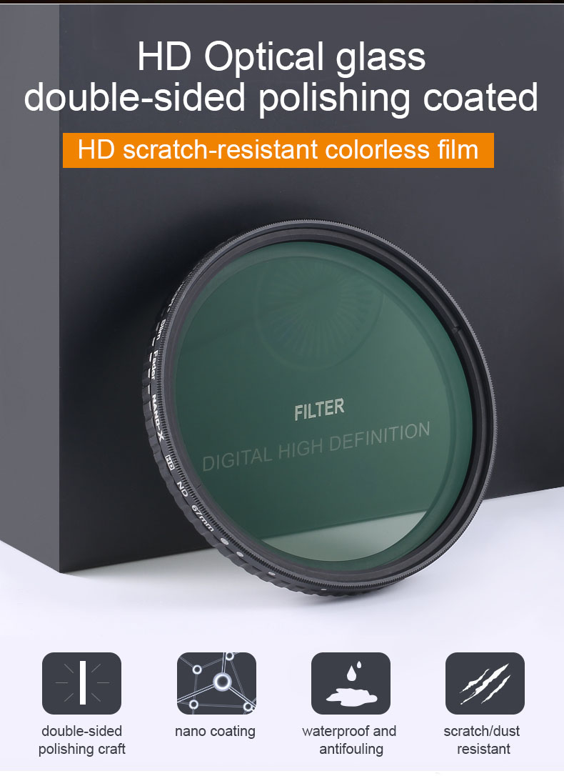 KF Concept 77mm ND Filter Neutral Density Variable Filter ND2 to ND32 for lens NO"X" Spot,Nanotec,Ultra-slim