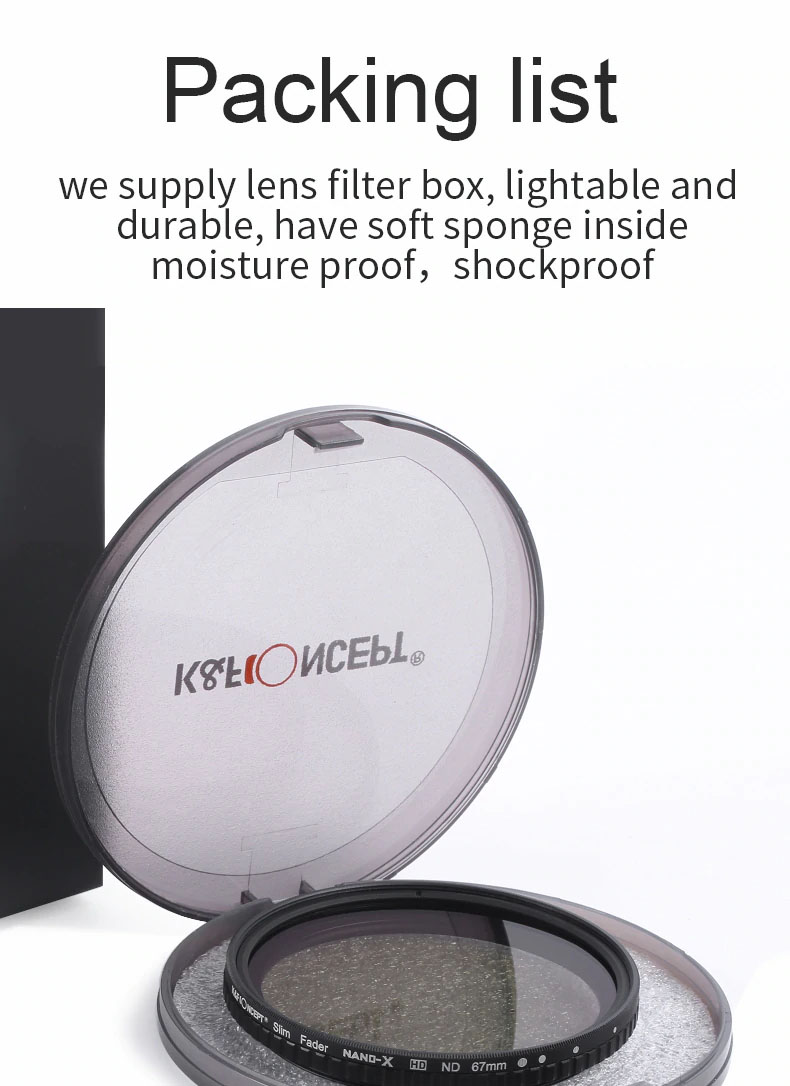 KF Concept 82mm ND Filter Neutral Density Variable Filter ND2 to ND32 for lens NO"X" Spot,Nanotec,Ultra-slim