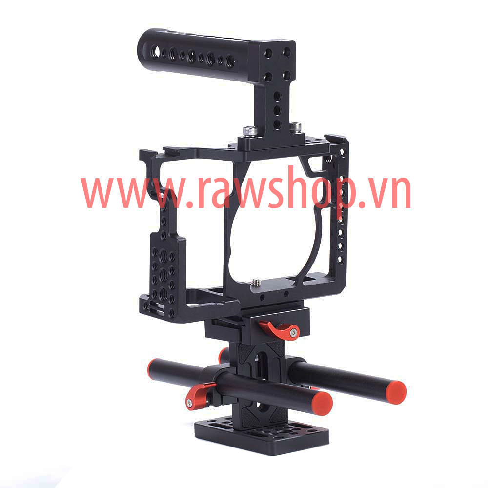 Small rig aluminium fit Sony A7, A7s, A7r with Handle grip và base plate