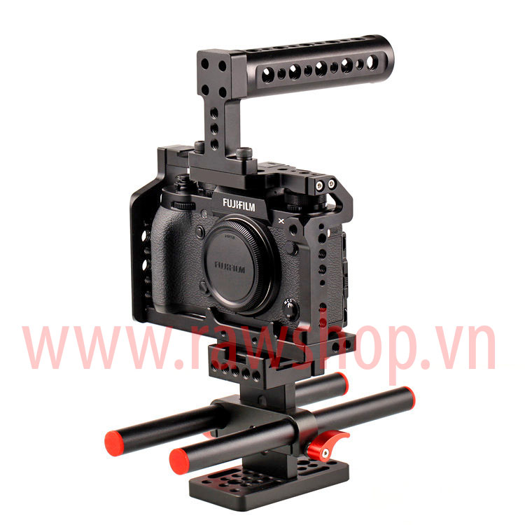 Small rig aluminium fit Fujifilm X-T2 with Handle grip và base plate