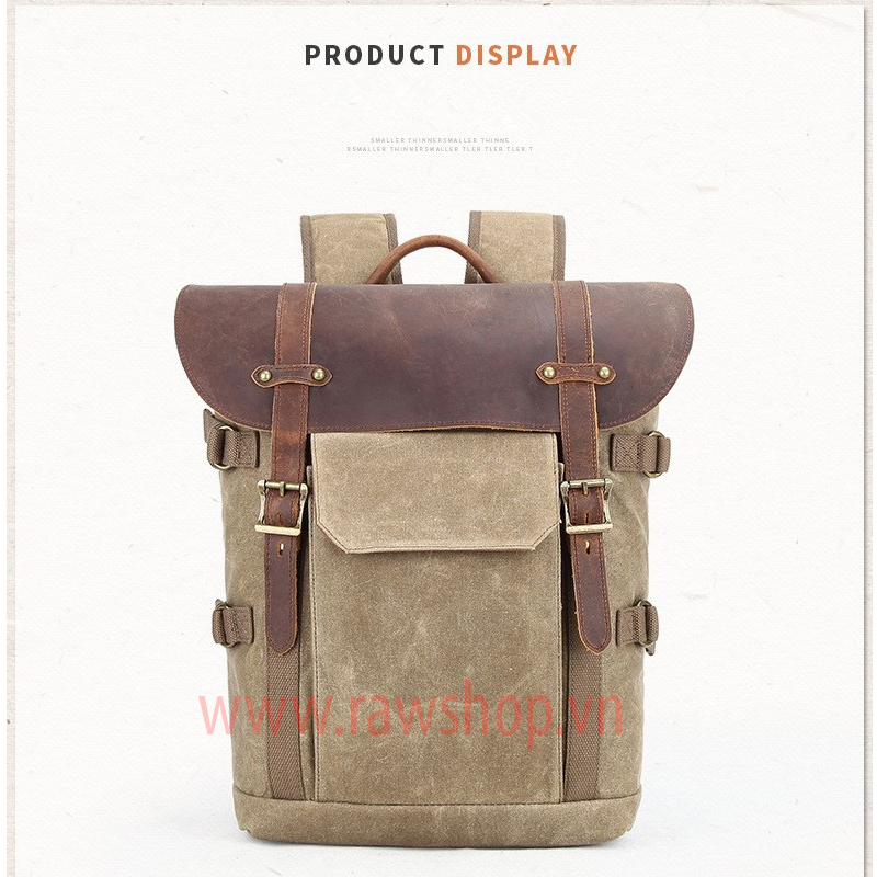 Balo Canvas chống nước nắp da bò Pretty boy backpack size L