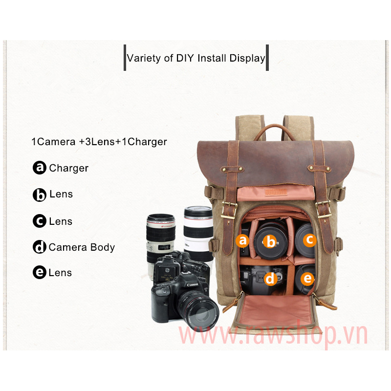 Balo Canvas chống nước nắp da bò Pretty boy backpack size L