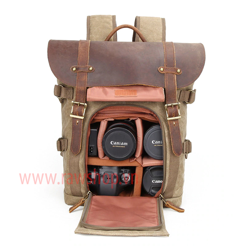 Balo Canvas chống nước nắp da bò Pretty boy backpack size L