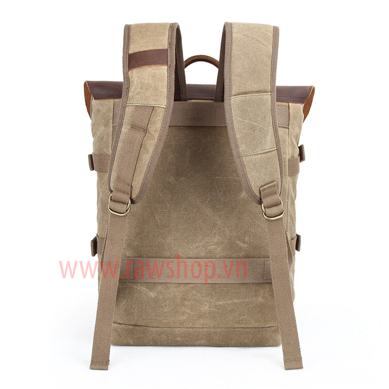 Balo Canvas chống nước nắp da bò Pretty boy backpack size L