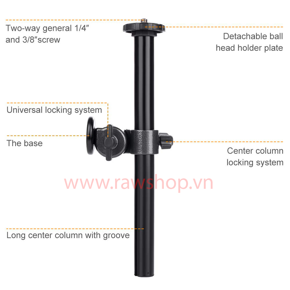 Boom ngang xoay đa góc for Tripod - KF Concept Magesium center column