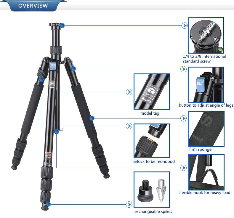 Tripod Sirui Aluminium W1004 - Water proof