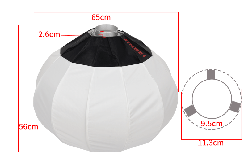 Softbox lồng đèn - softbox cầu Jinbei 65cm - Bowens mount